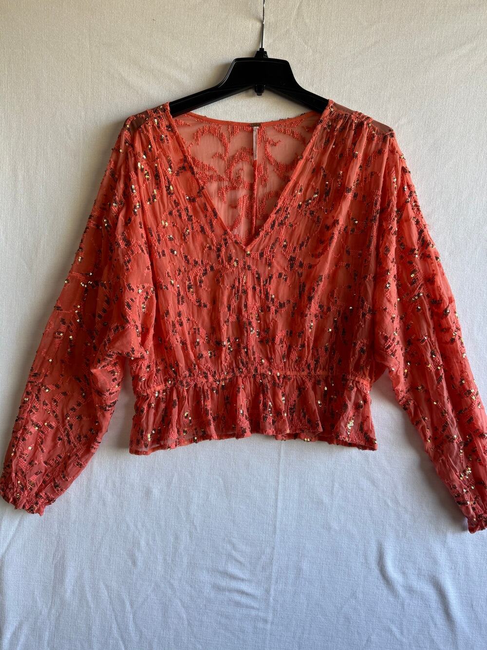 Free People Smile Away Embellished Sequin Top